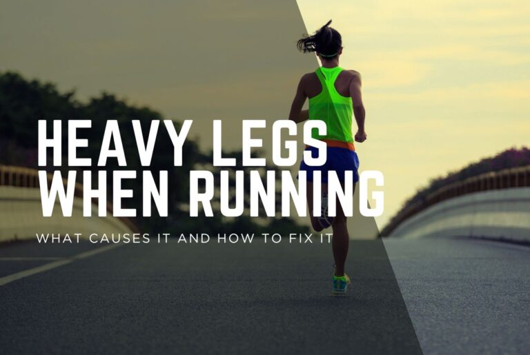 Woman running alone at dusk, heavy legs mid run
