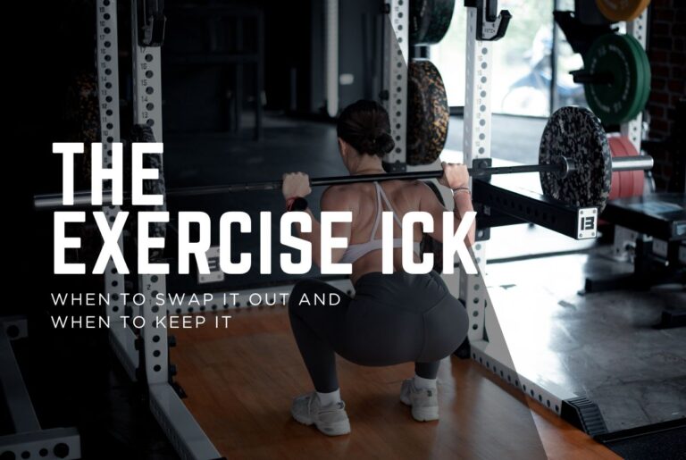 woman doing back squats, exercise ick
