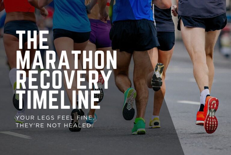Runners in a marathon, marathon recovery